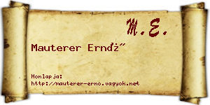 Mauterer Ernő névjegykártya